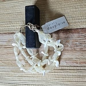 Carol Dauplaise Vntg Ribbon & Shell Bracelet NWT Adjustable
